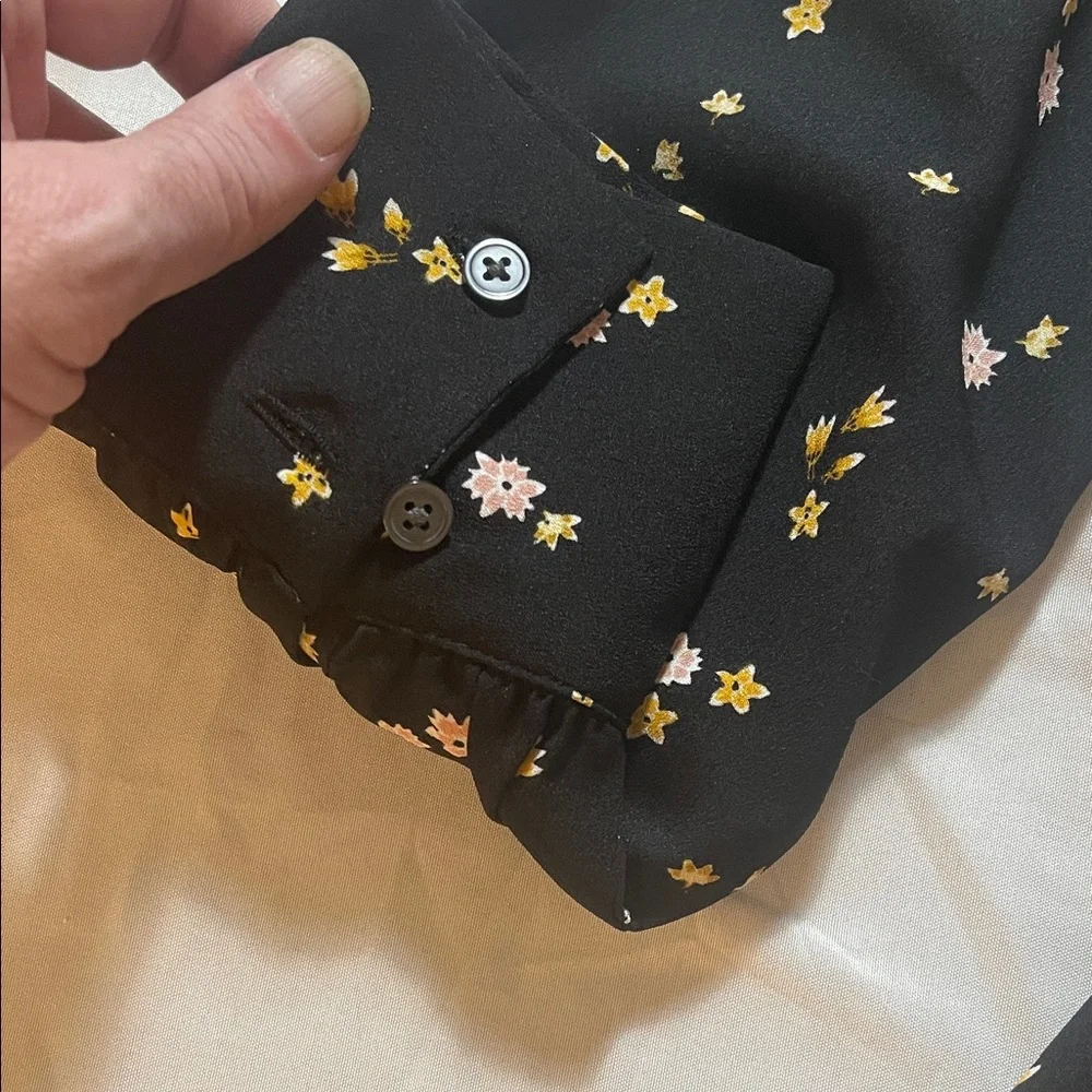 LOFT Black Floral Long Sleeve Dress - Picture 6 of 12